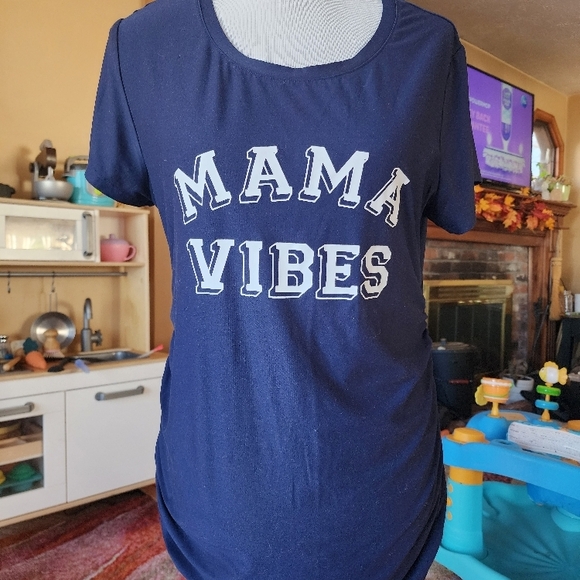 Time and Tru Tops - Mama Vibes Navy Blue T-Shirt